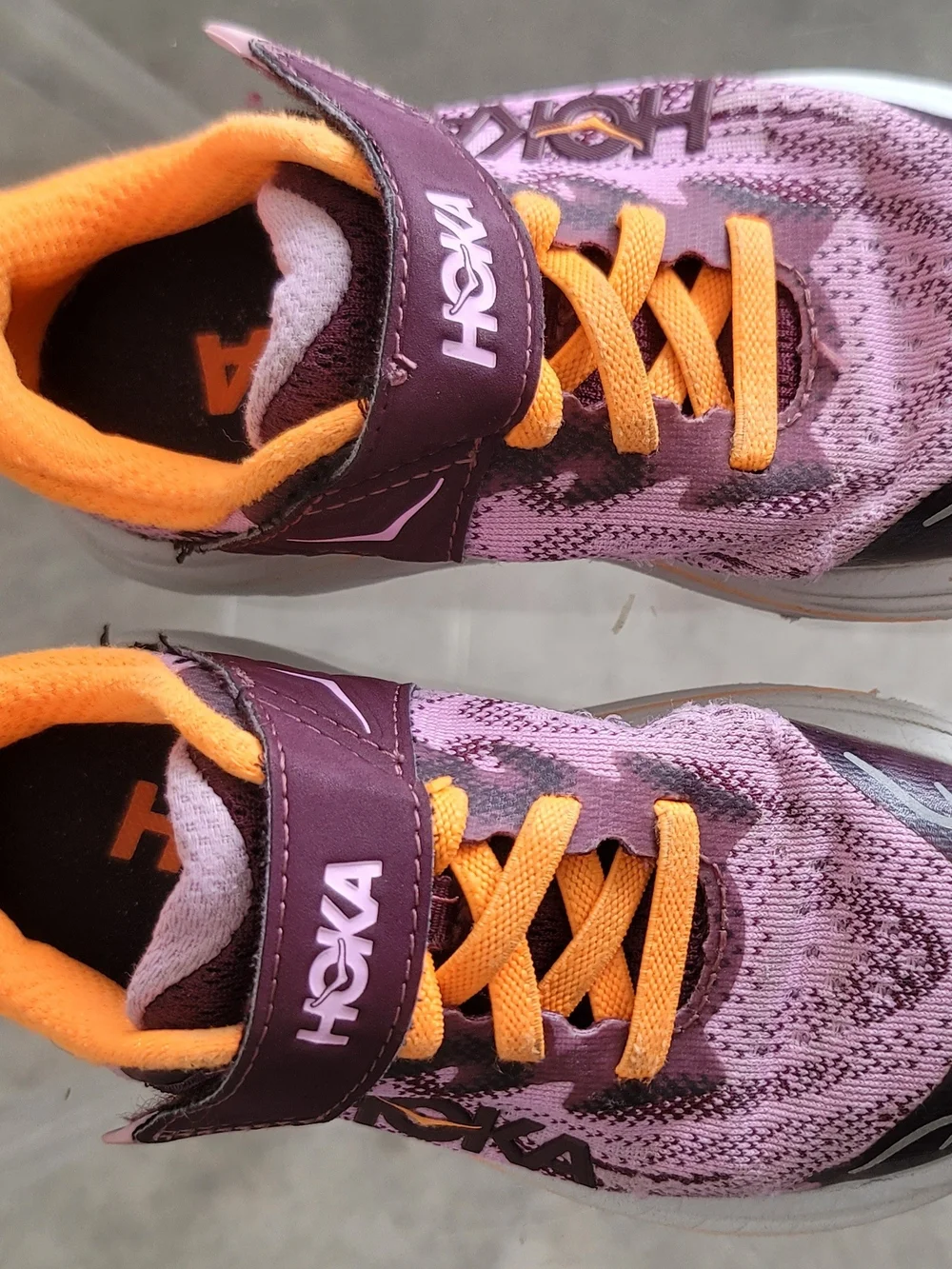 HOKA Kids' Purple and Orange Athletic Shoes